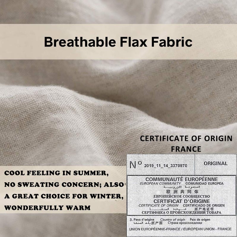Simple&Opulence 100% Linen Duvet Cover Set with Embroidery Border Washed - 2 Pieces (1 Duvet Cover & 1 Pillow Sham) with Button Closure Soft Breathable Farmhouse - Linen, Twin Size - Image 2